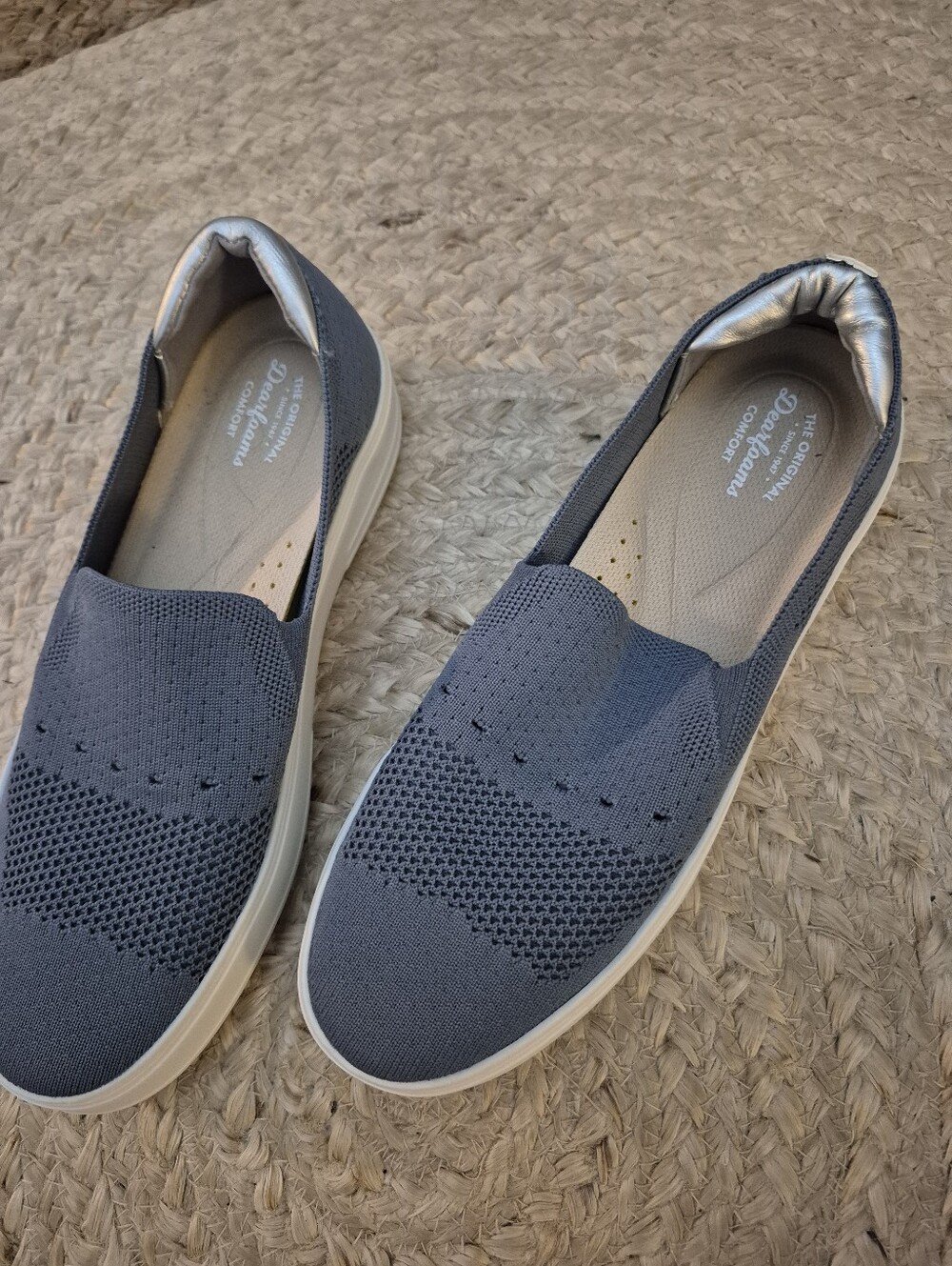 dearfoams Gray and Cream Women's Slip-On Comfort Sneakers